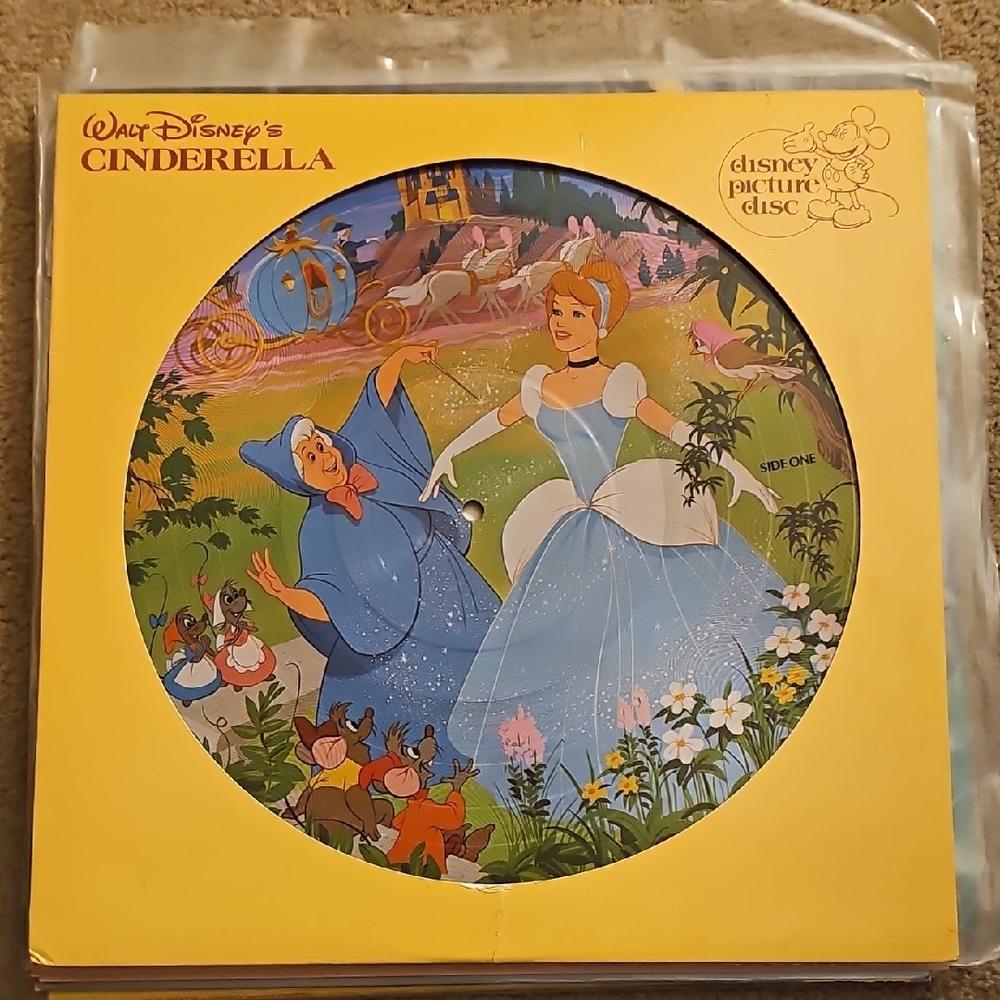 Disney Cinderella Vinyl Record - Yellow and Blue